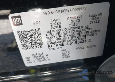 2025 Buick Encore Gx Sport Touring Awd from USA, damaged, VIN KL4AMESL6SB043482